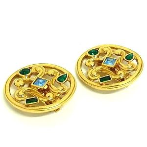 YSL イヴサンローラン カラーストーン クリップ式 イヤリング アクセサリー