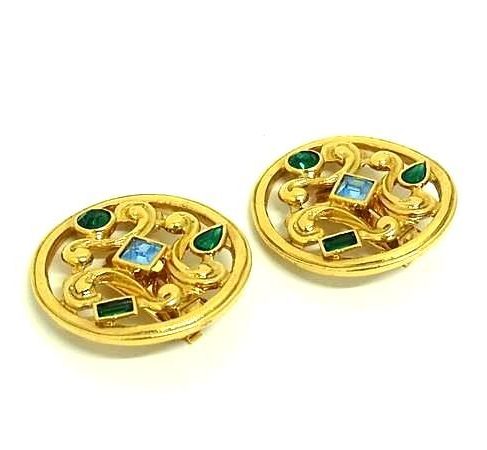 YSL イヴサンローラン カラーストーン クリップ式 イヤリング アクセサリー